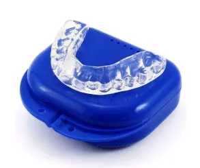 Hard Night Guard — clear custom dental night guard shown with its case